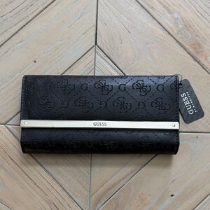 Guess Black Wallet with Silver Accent NEW